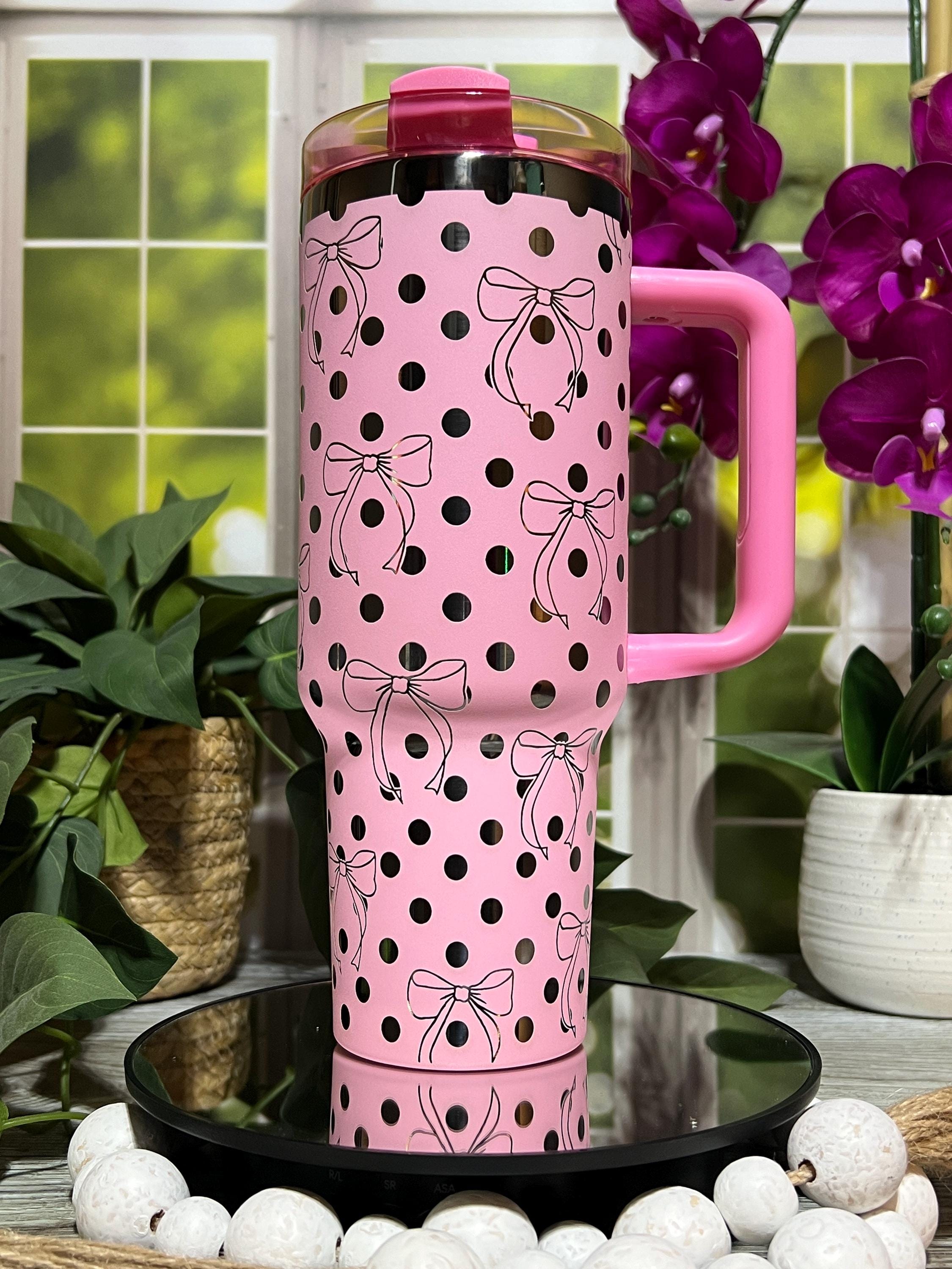 Polka Dots & Pretty Bows Coquette Tumbler Wrap SVG | 40oz Laser Engraving File | Rotary Ready Digital Design | Fantasy Magic SVG