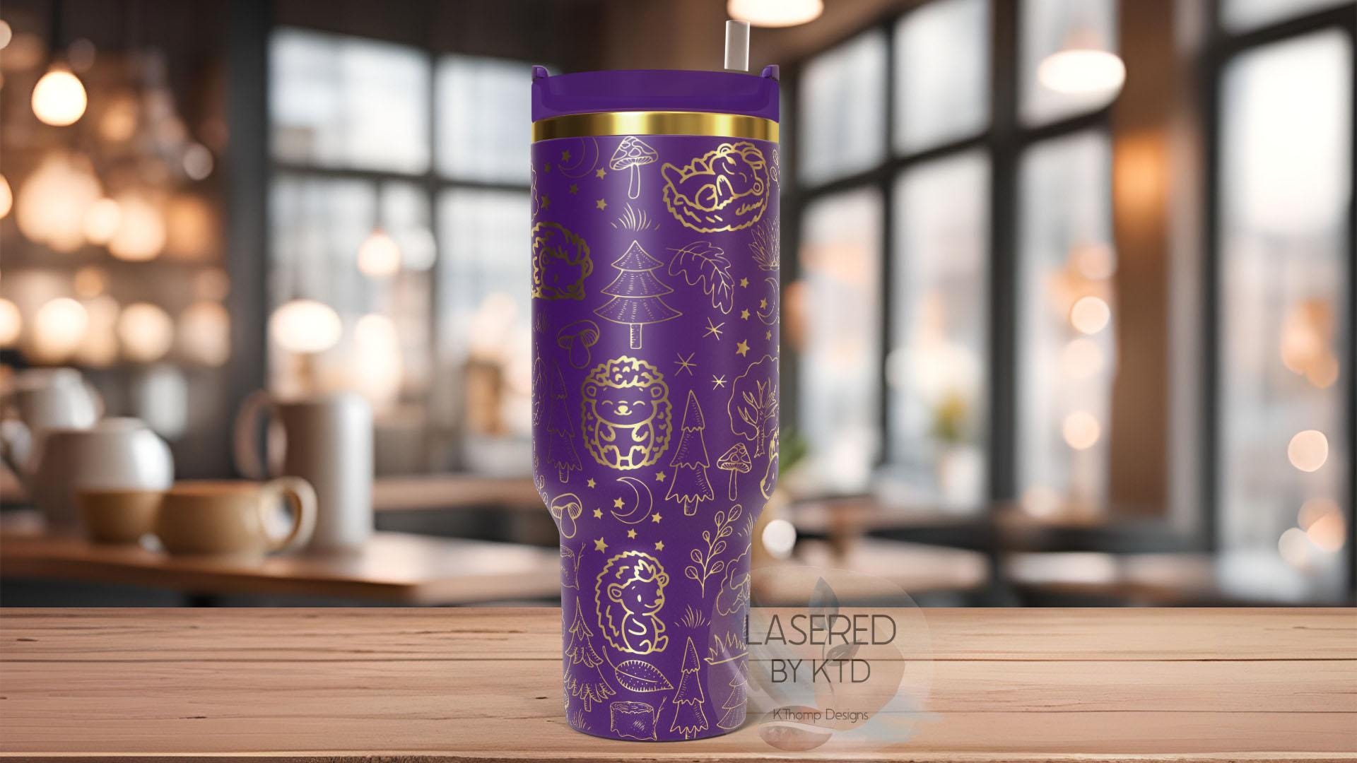 Hedgehog Cute Hedgehogs Tumbler Wrap SVG | 40oz Laser Engraving File | Rotary Ready Digital Design | Pet Lover Gift
