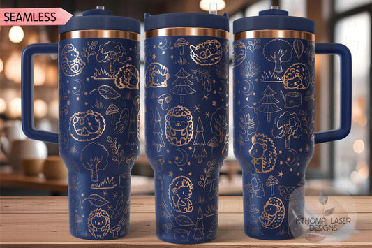 Hedgehog Cute Hedgehogs Tumbler Wrap SVG | 40oz Laser Engraving File | Rotary Ready Digital Design | Pet Lover Gift