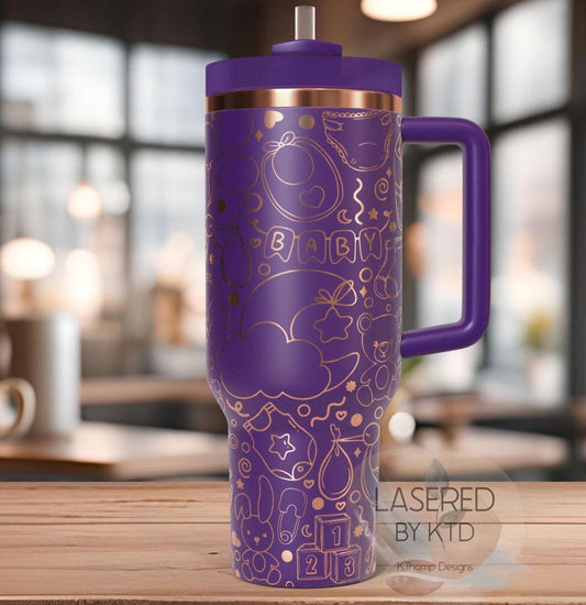 Baby Shower New Mom Tumbler Wrap SVG | 40oz Laser Engraving File | Rotary Ready Digital Design | Graduation Wedding SVG