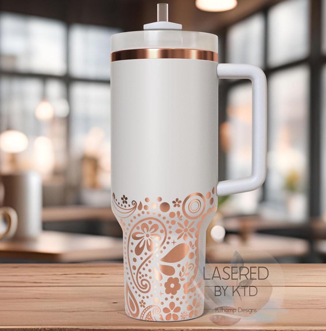 Paisley Bottom Wrap Pattern Tumbler Wrap SVG | 40oz Laser Engraving File | Rotary Ready Digital Background SVG