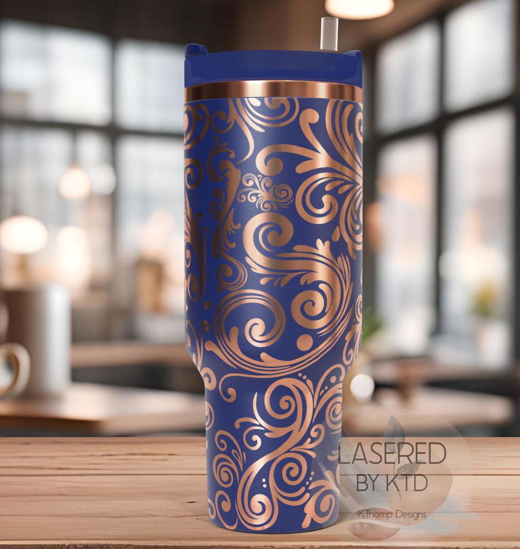 Tooled Leather Stamped Leather Tumbler Wrap SVG | 40oz Laser Engraving File | Rotary Ready Digital Design | Western Farm SVG