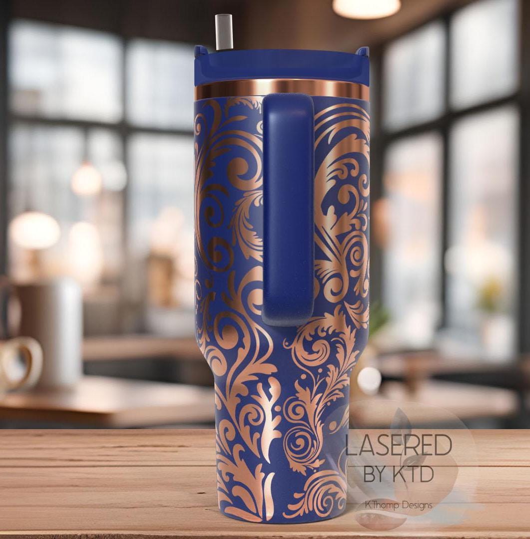 Tooled Leather Stamped Leather Tumbler Wrap SVG | 40oz Laser Engraving File | Rotary Ready Digital Design | Western Farm SVG