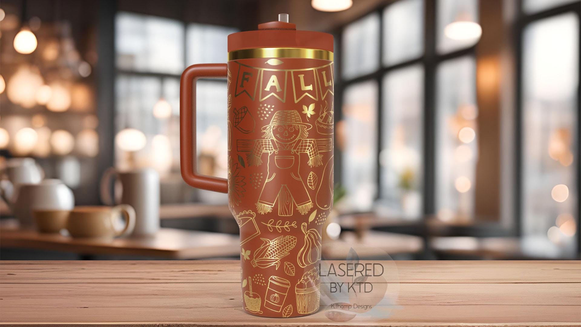 Fall Vibes Autumn Harvest Holiday Tumbler Wrap SVG | 40oz Laser Engraving File | Rotary Ready Digital Design | Seasonal SVG