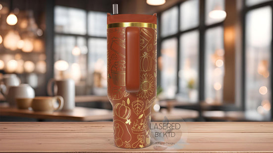 Fall Vibes Autumn Harvest Holiday Tumbler Wrap SVG | 40oz Laser Engraving File | Rotary Ready Digital Design | Seasonal SVG