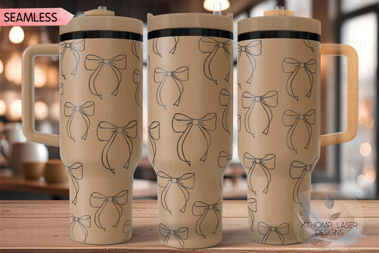 Bows Coquette Pretty Bows Tumbler Wrap SVG | 40oz Laser Engraving File | Rotary Ready Digital Design | Fantasy Magic SVG