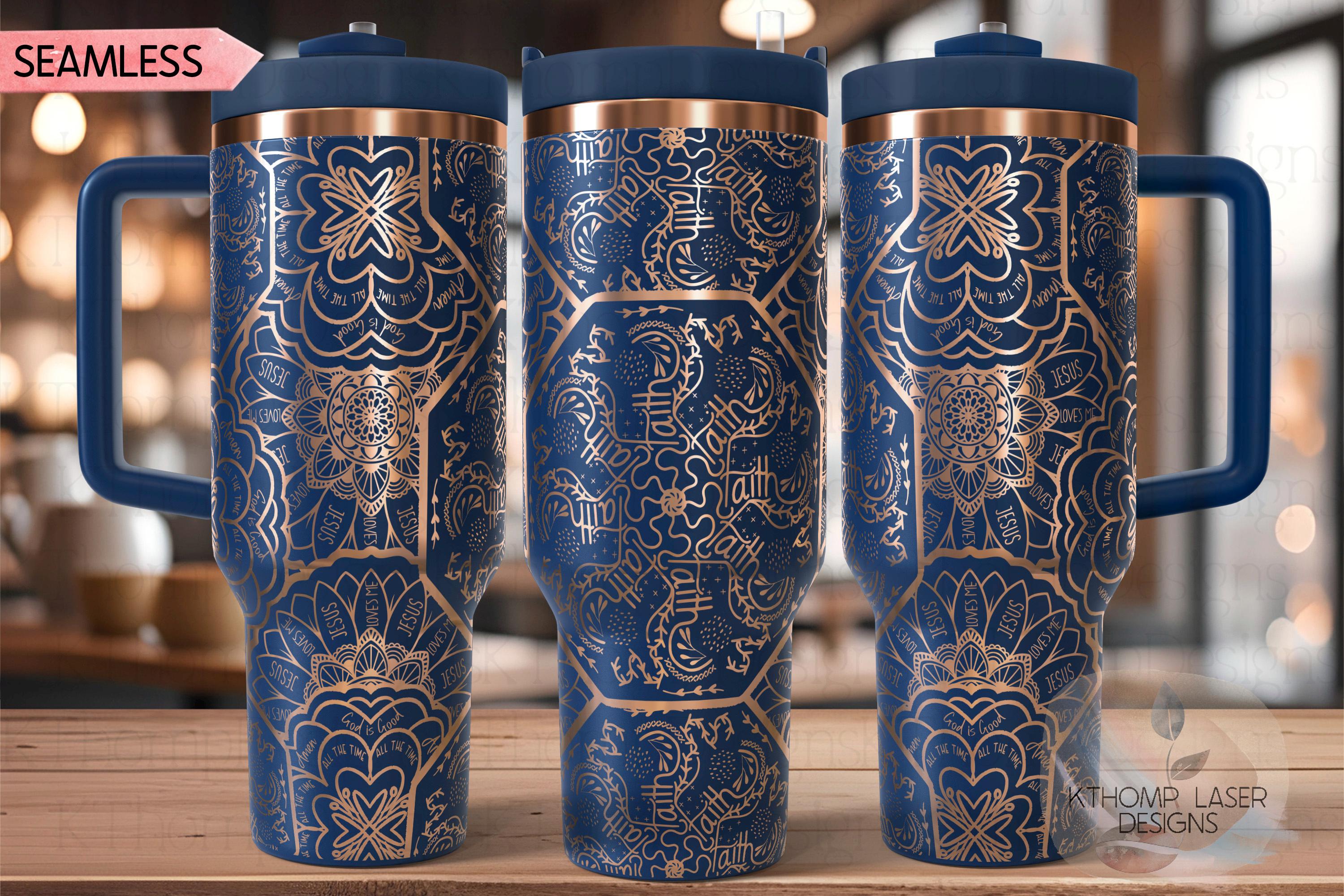 Faith Mandala Jesus Mandala Tumbler Wrap SVG | 40oz Laser Engraving File | Rotary Ready Digital Design | Support Awareness SVG