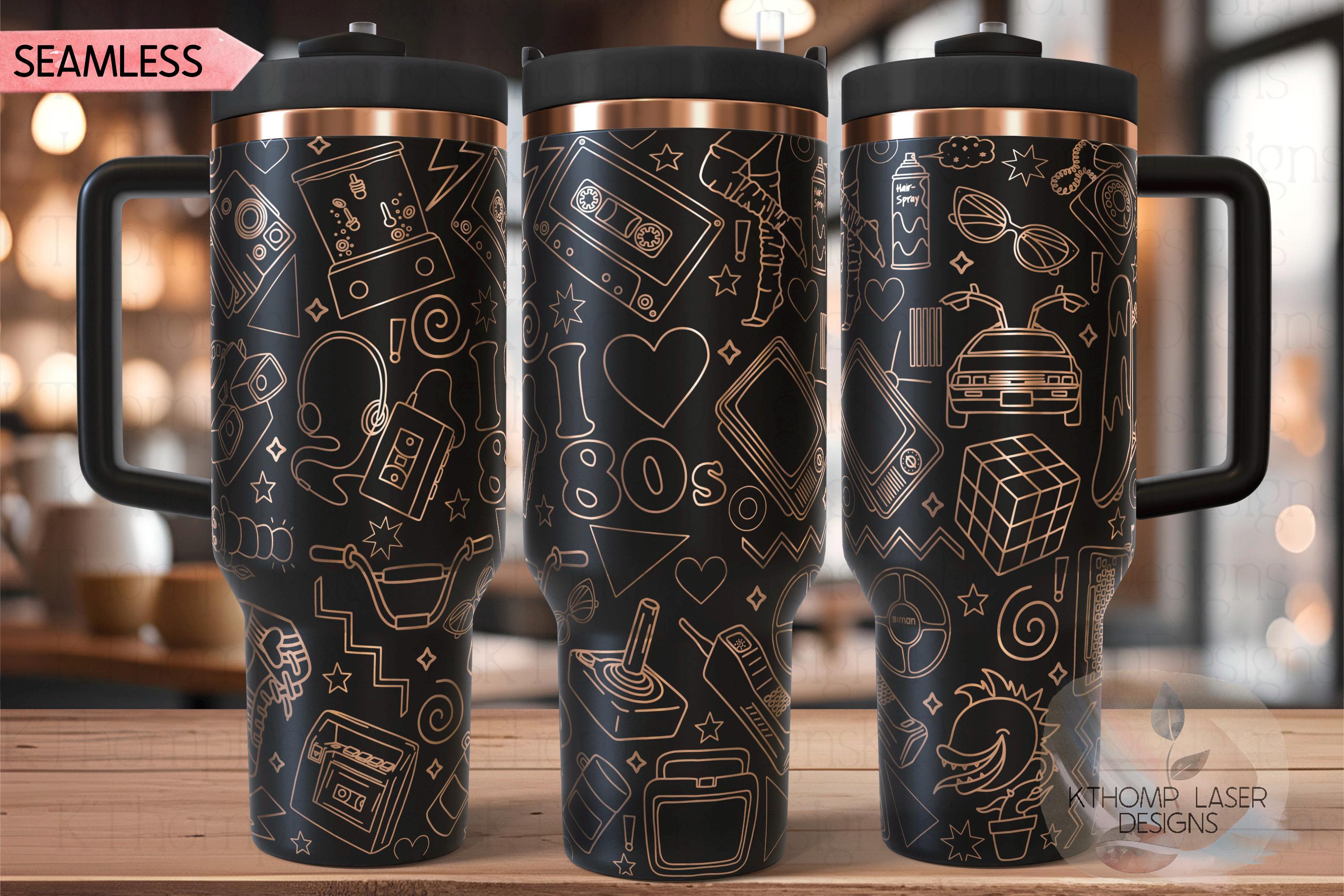 Awesome 80's Vibe Tumbler Wrap SVG | 40oz Laser Engraving File | Rotary Ready Digital Design | Graduation Wedding SVG
