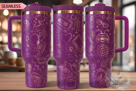 Awesome 80's Vibe Tumbler Wrap SVG | 40oz Laser Engraving File | Rotary Ready Digital Design | Graduation Wedding SVG