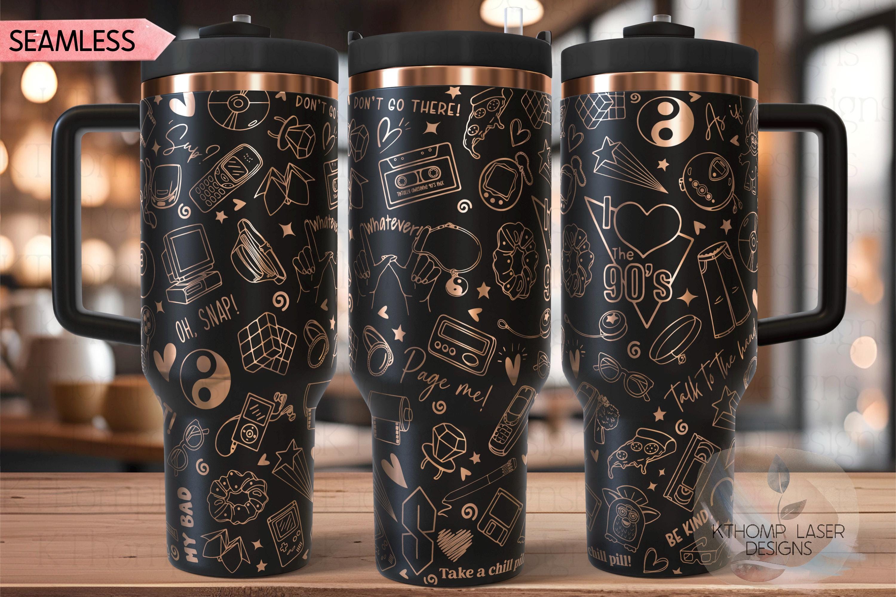 90's Throwback Tumbler Wrap SVG | 40oz Laser Engraving File | Rotary Ready Digital Design | Graduation Wedding SVG