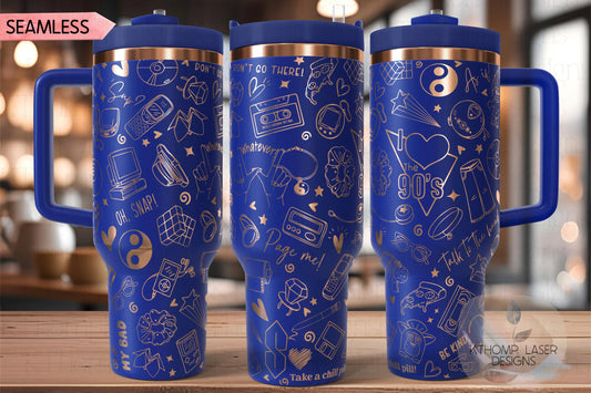 90's Throwback Tumbler Wrap SVG | 40oz Laser Engraving File | Rotary Ready Digital Design | Graduation Wedding SVG