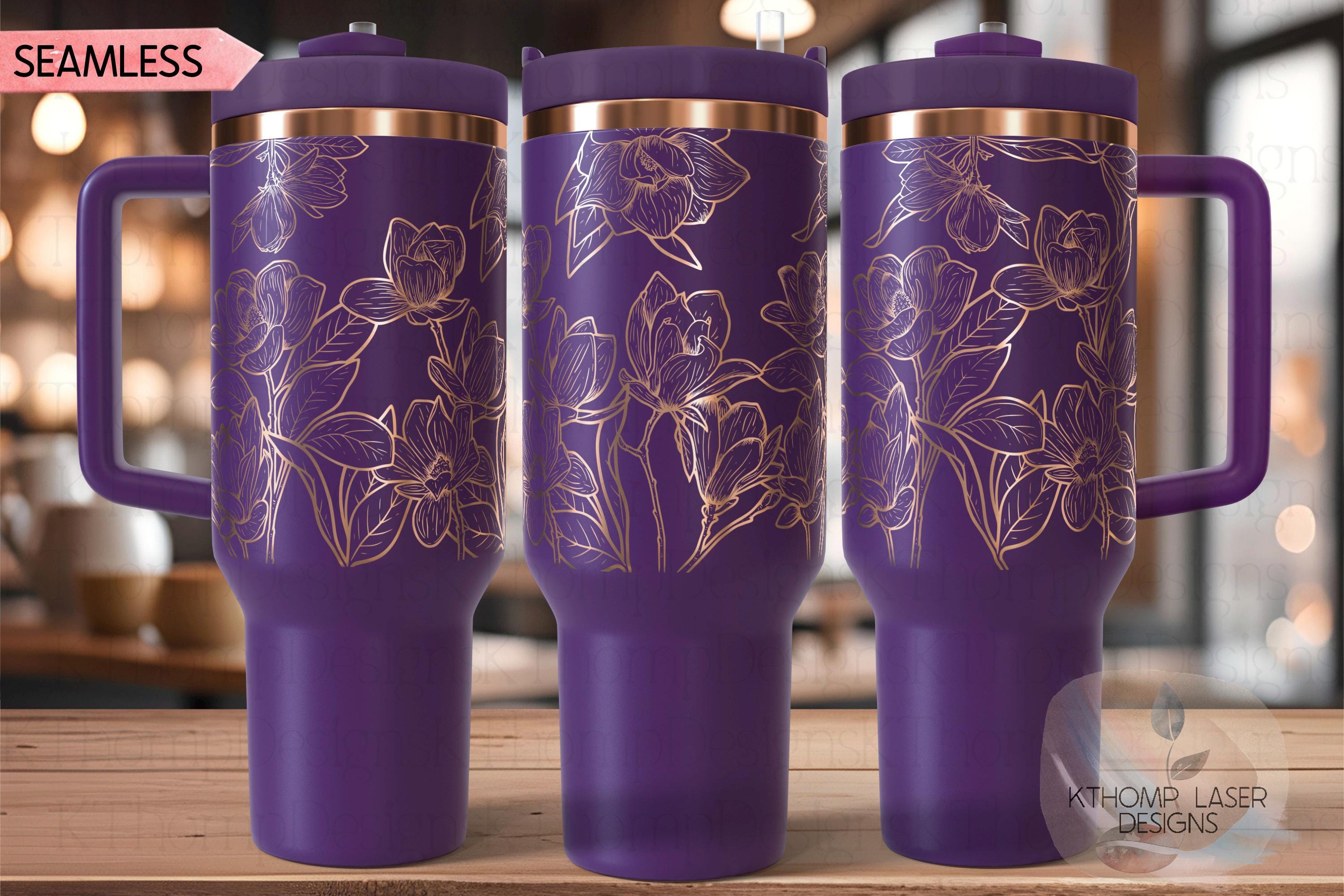 Magnolias Tumbler Wrap TOP SVG | 40oz Laser Engraving File | Rotary Engrave Digital Design | Floral SVG Design
