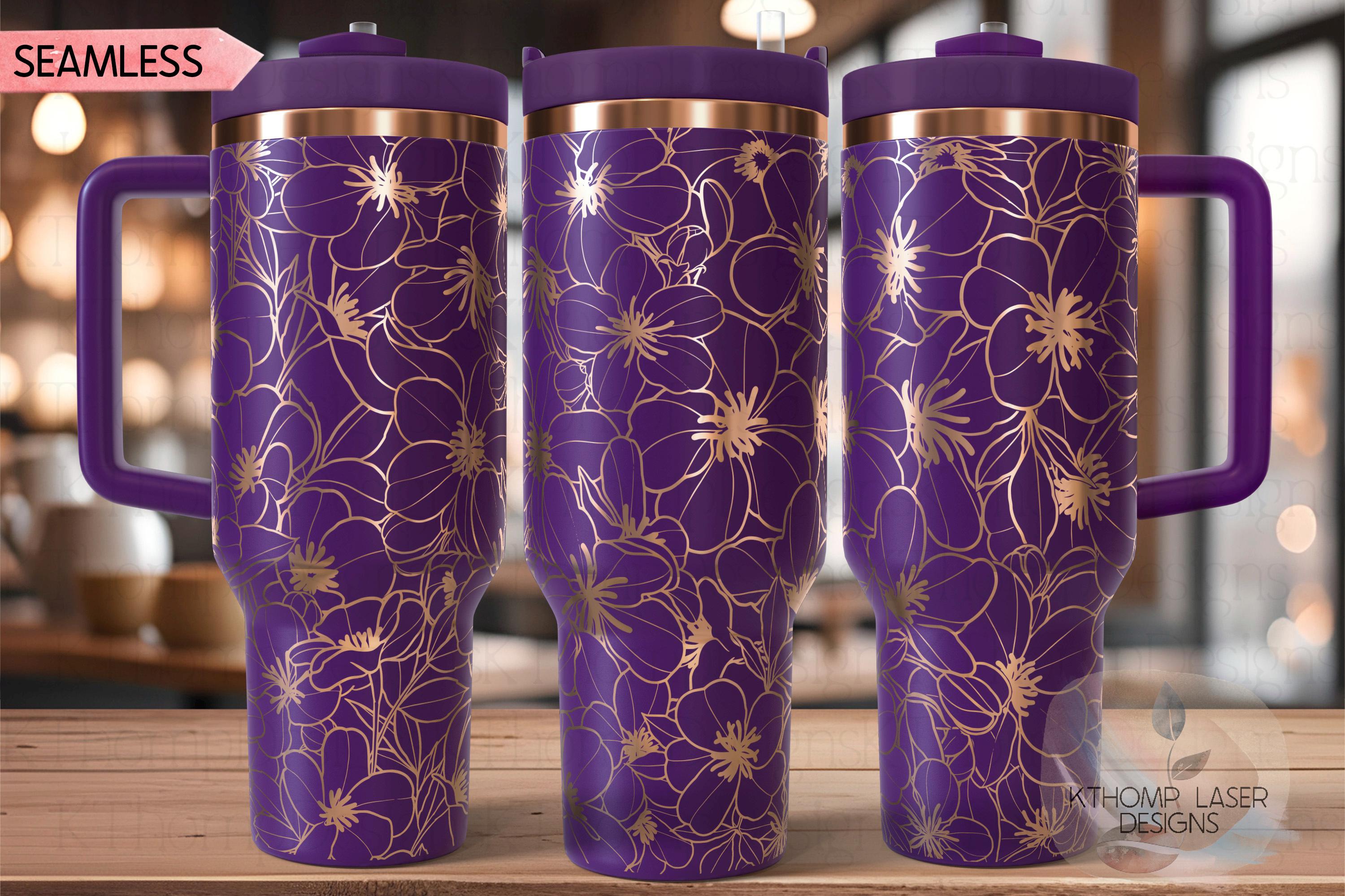 Cherry Blossom Burst Tumbler Wrap SVG | 40oz Laser Engraving File | Rotary Engrave Digital Design | Floral SVG Design