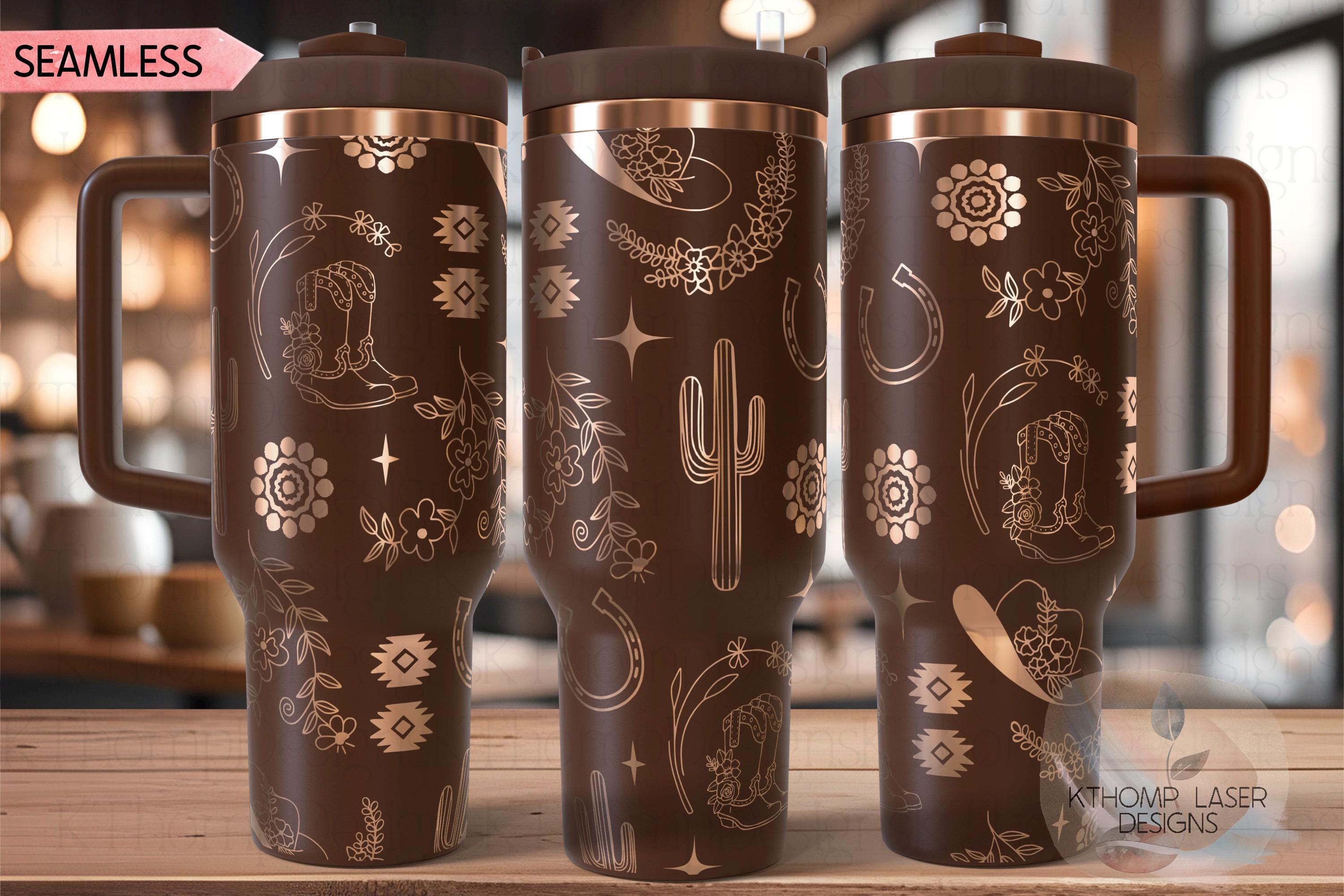 Western Floral Tumbler Wrap SVG | 40oz Laser Engraving File | Rotary Ready Digital Design | Western Farm SVG