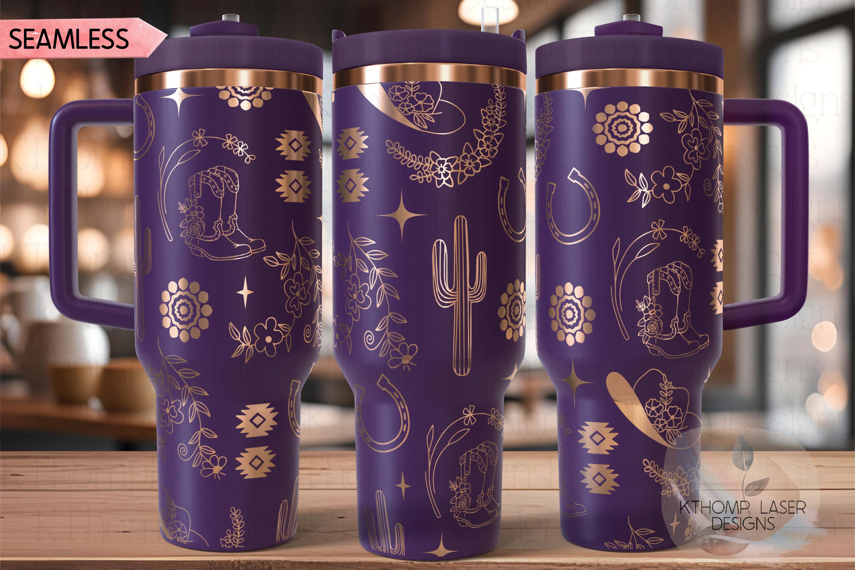 Western Floral Tumbler Wrap SVG | 40oz Laser Engraving File | Rotary Ready Digital Design | Western Farm SVG