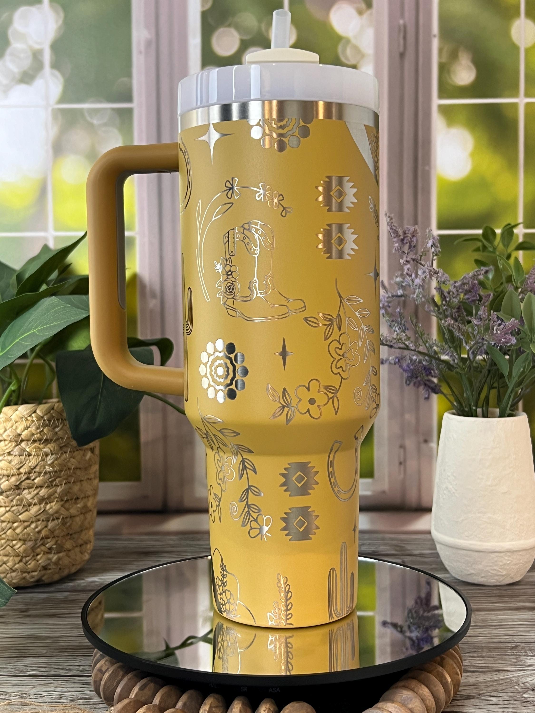 Western Floral Tumbler Wrap SVG | 40oz Laser Engraving File | Rotary Ready Digital Design | Western Farm SVG