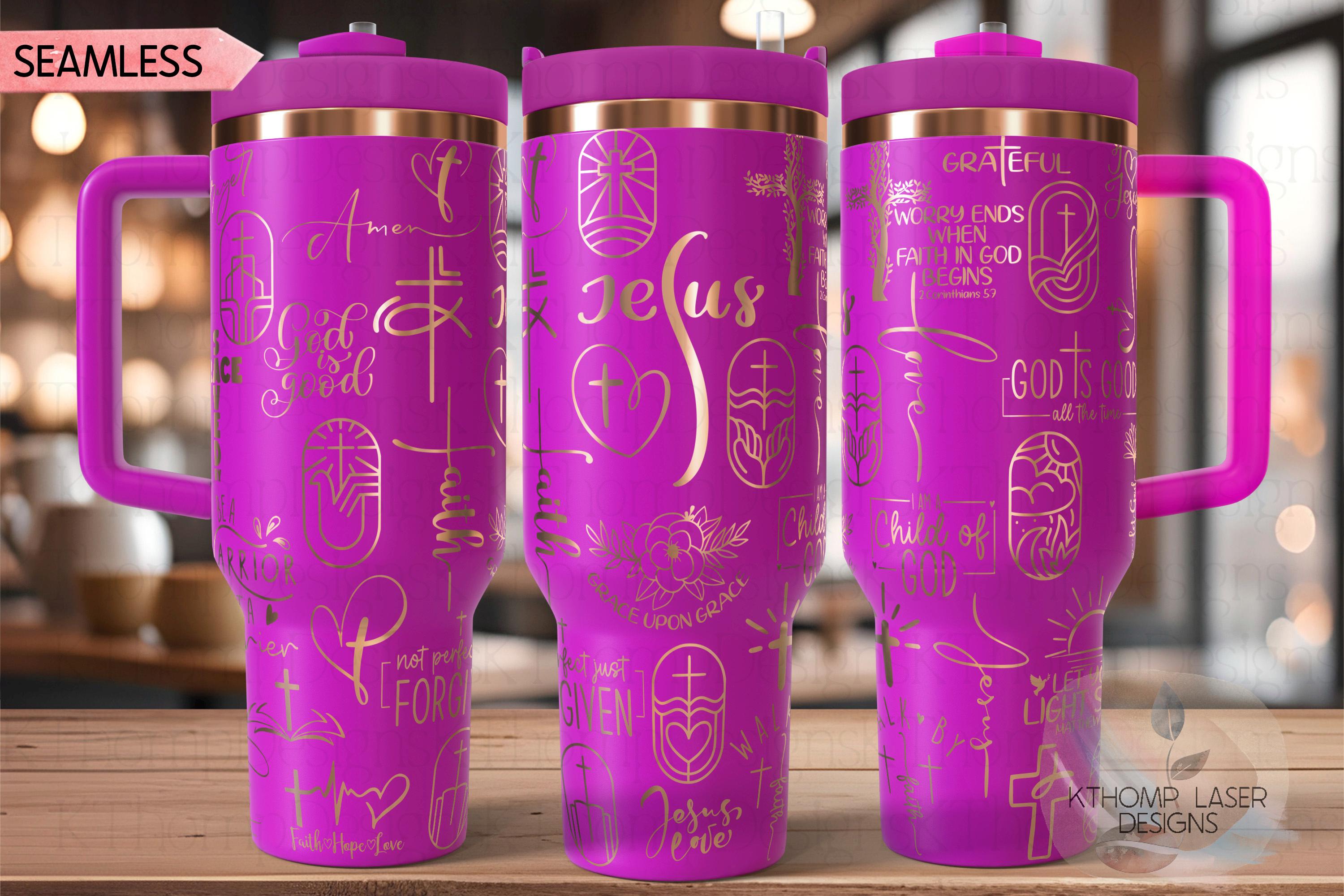 Religous Faith Jesus Tumbler Wrap SVG | 40oz Laser Engraving File | Rotary Ready Digital Design | Support Awareness SVG