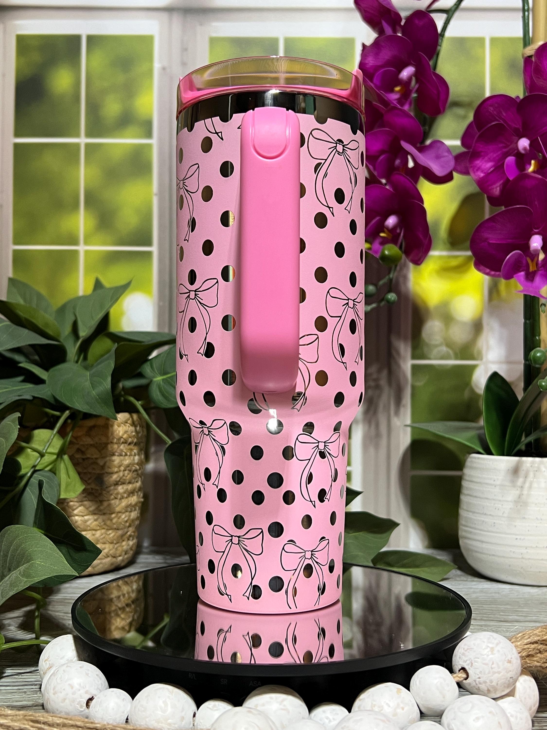 Polka Dots & Pretty Bows Coquette Tumbler Wrap SVG | 40oz Laser Engraving File | Rotary Ready Digital Design | Fantasy Magic SVG