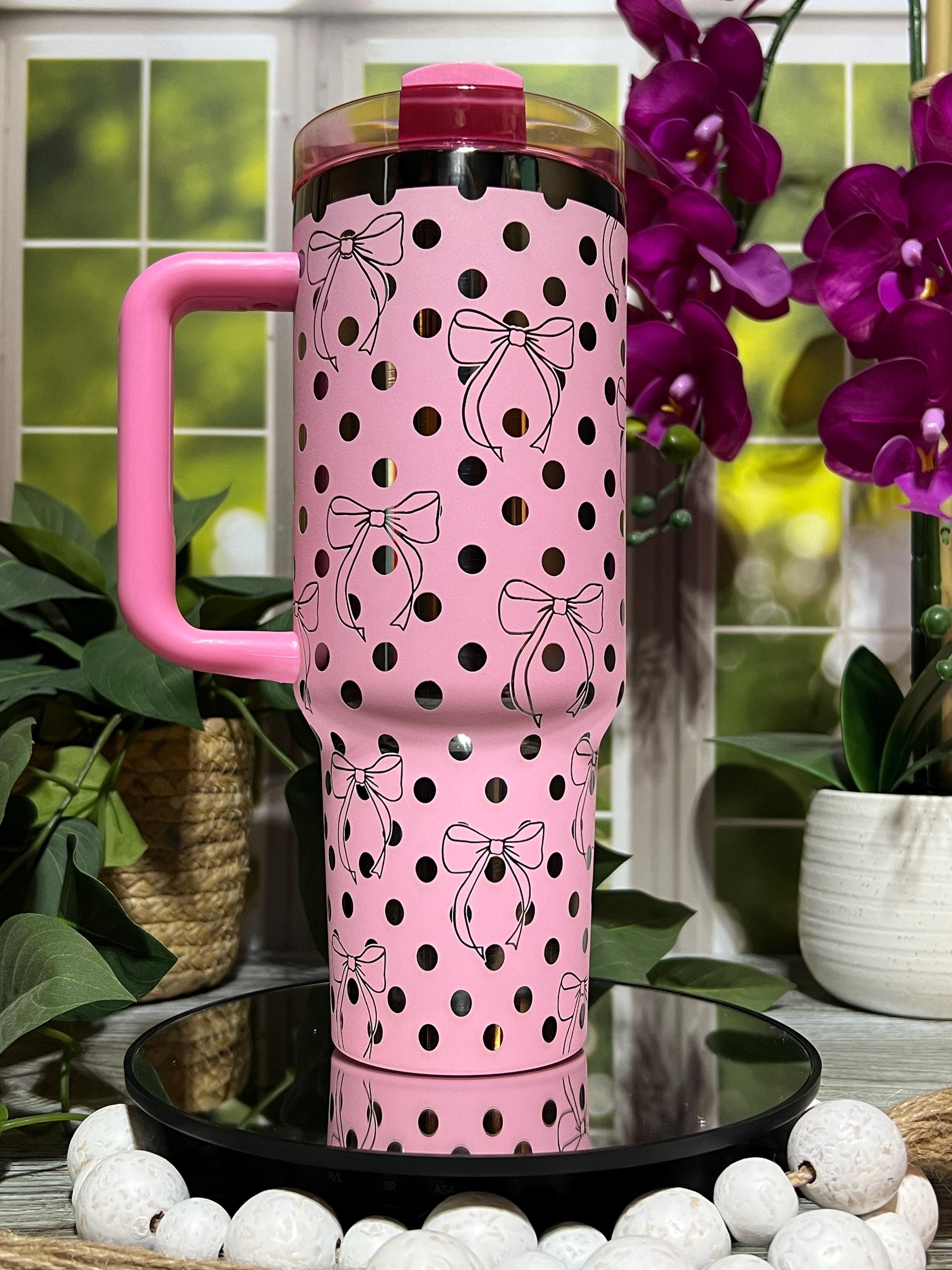 Polka Dots & Pretty Bows Coquette Tumbler Wrap SVG | 40oz Laser Engraving File | Rotary Ready Digital Design | Fantasy Magic SVG