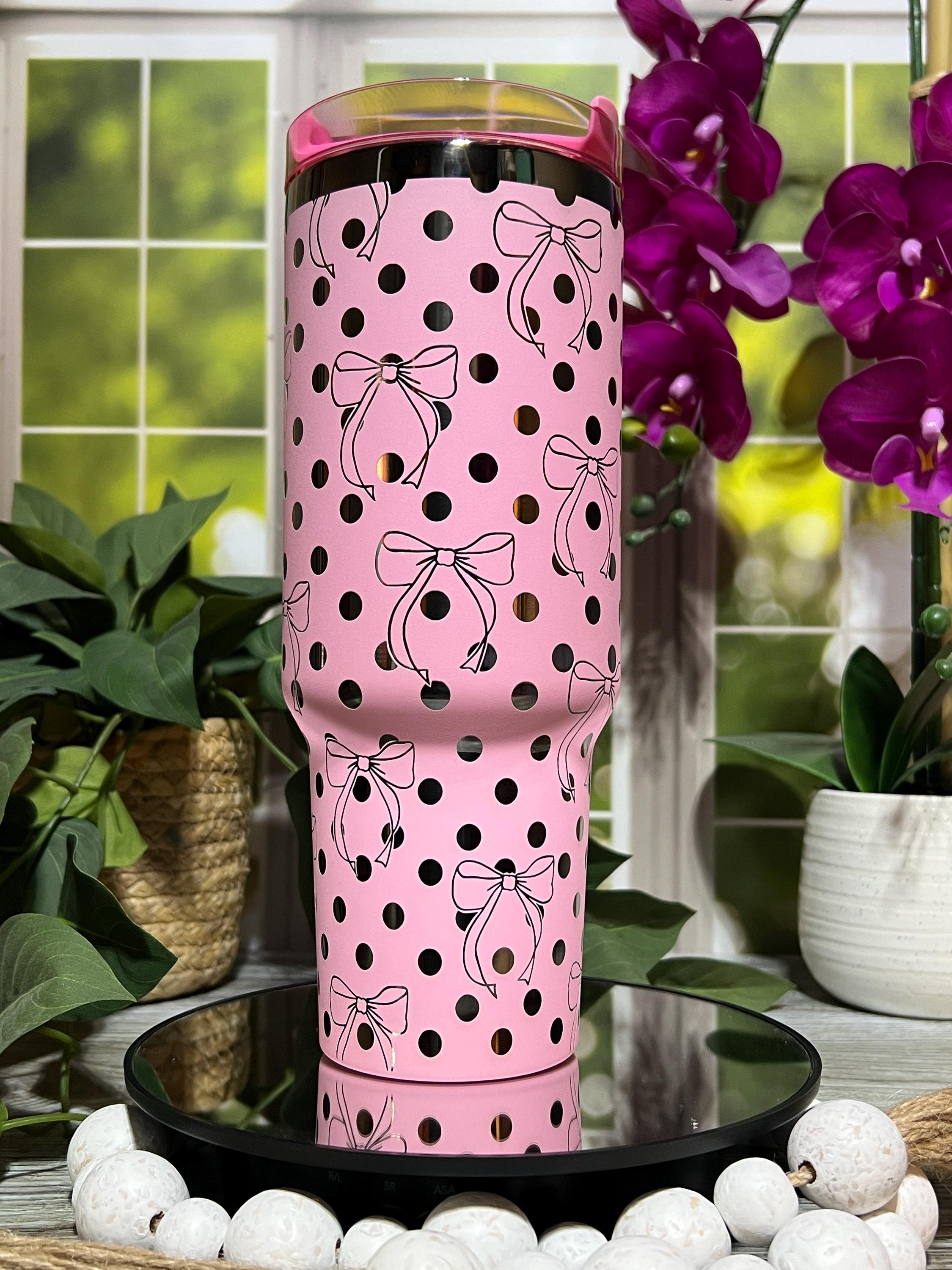 Polka Dots & Pretty Bows Coquette Tumbler Wrap SVG | 40oz Laser Engraving File | Rotary Ready Digital Design | Fantasy Magic SVG