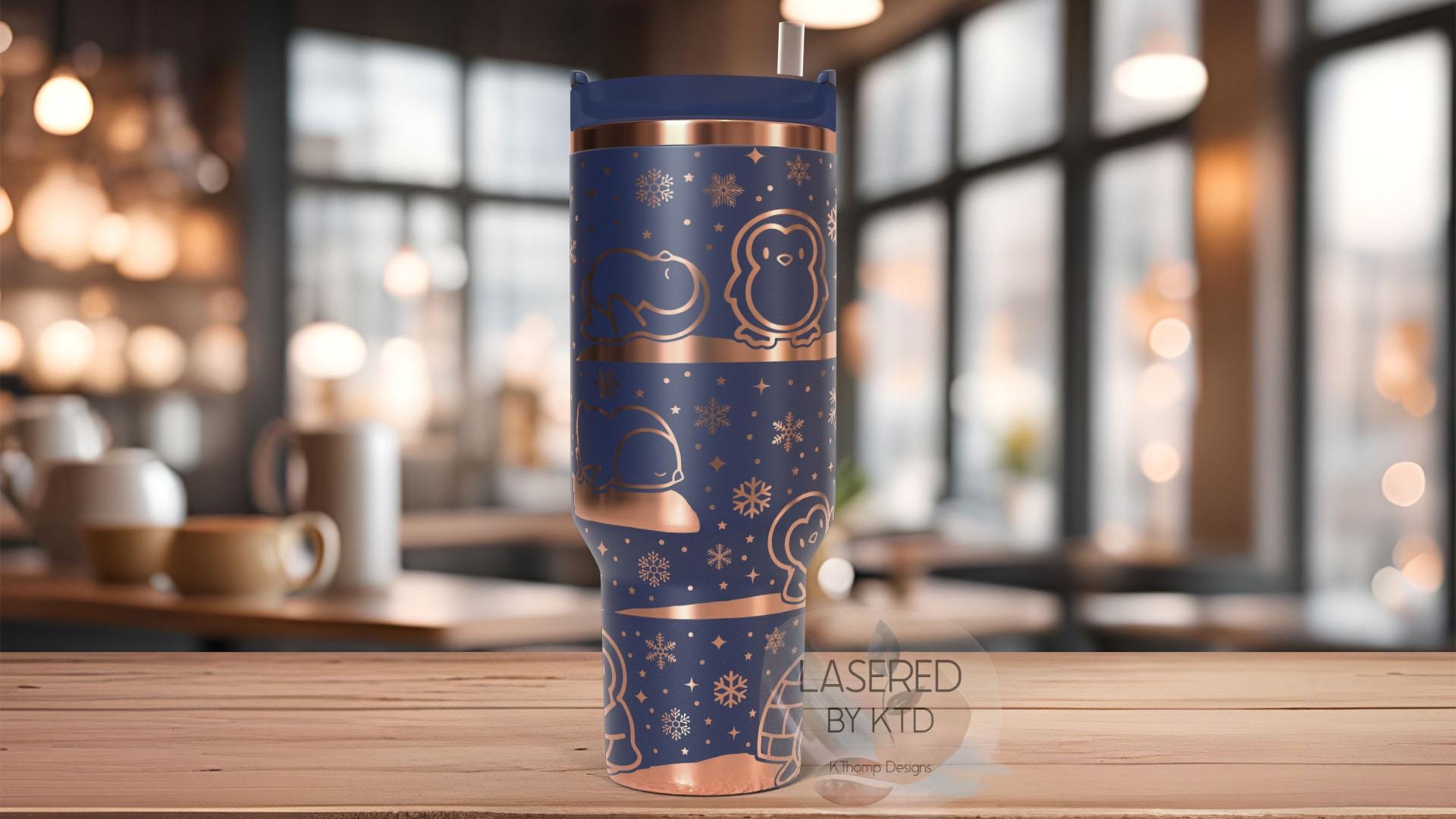 Penguins Cute Winter Penguins Tumbler Wrap SVG | 40oz Laser Engraving File | Rotary Ready Digital Design | Exotic Animal SVG