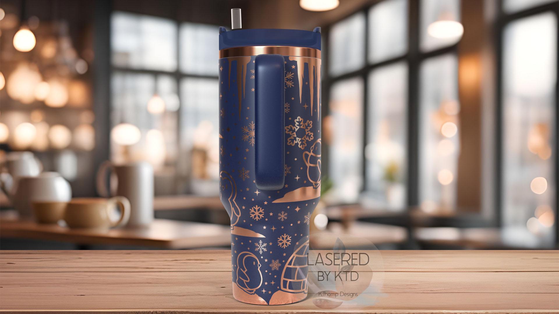 Penguins Cute Winter Penguins Tumbler Wrap SVG | 40oz Laser Engraving File | Rotary Ready Digital Design | Exotic Animal SVG