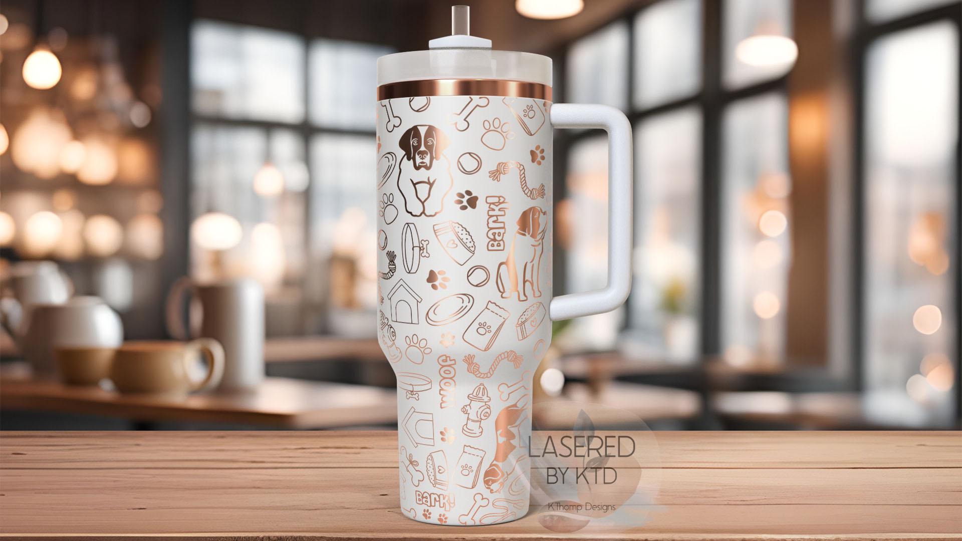 Saint Bernard Tumbler Wrap SVG | 40oz Laser Engraving File | Rotary Engrave Digital Design | Dog Lover Gift