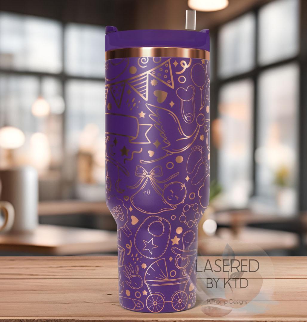 Baby Shower New Mom Tumbler Wrap SVG | 40oz Laser Engraving File | Rotary Ready Digital Design | Graduation Wedding SVG