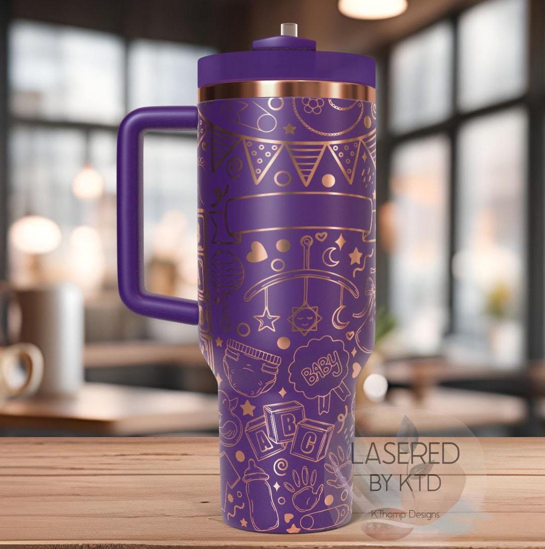 Baby Shower New Mom Tumbler Wrap SVG | 40oz Laser Engraving File | Rotary Ready Digital Design | Graduation Wedding SVG