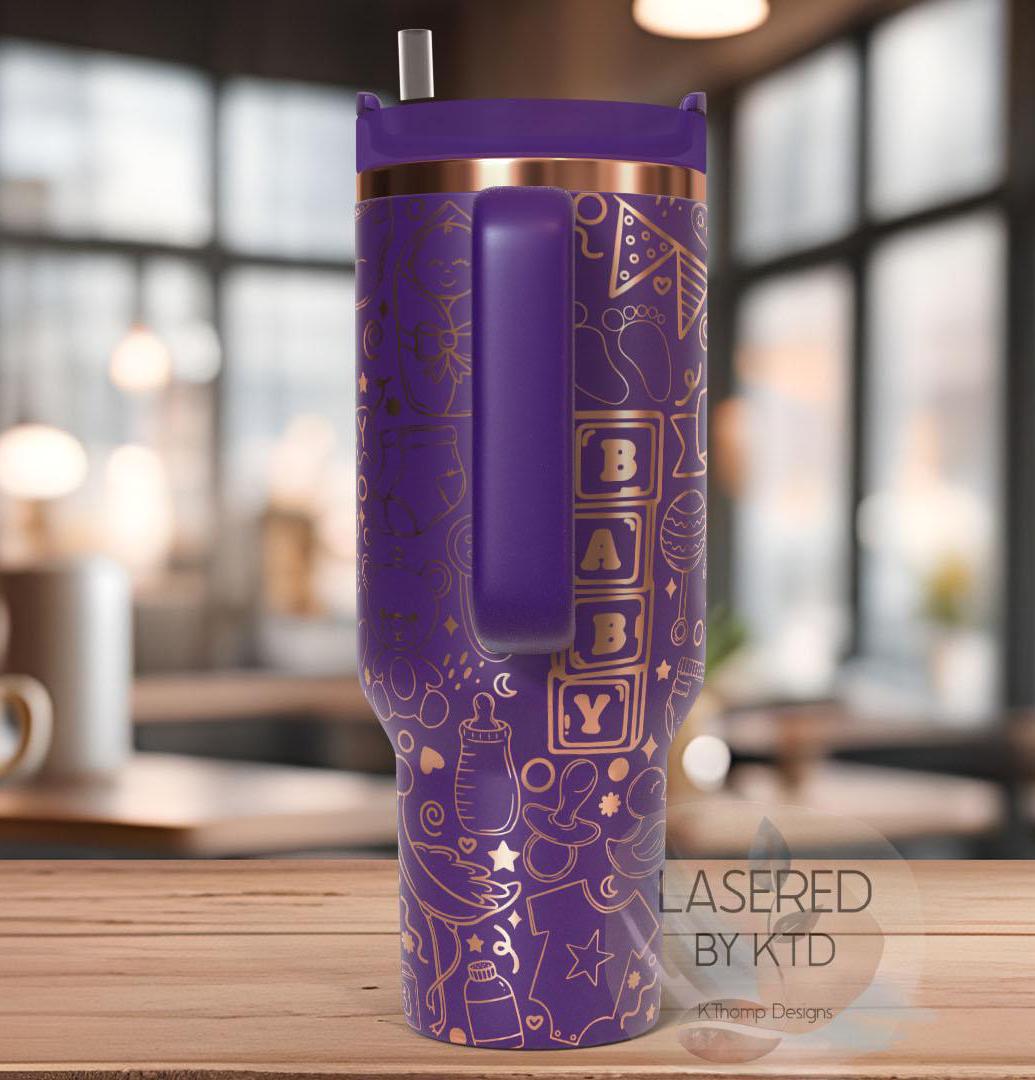 Baby Shower New Mom Tumbler Wrap SVG | 40oz Laser Engraving File | Rotary Ready Digital Design | Graduation Wedding SVG