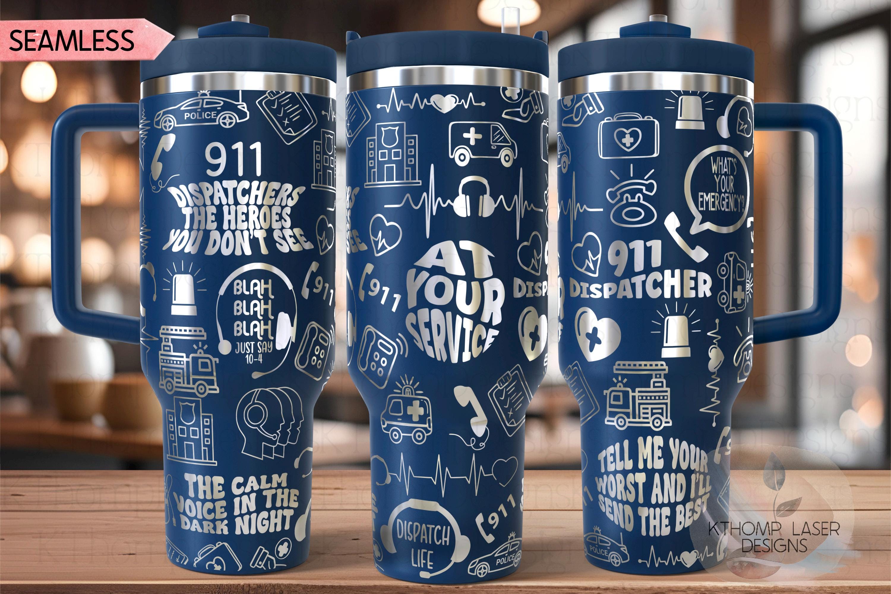 911 Dispatcher Tumbler Wrap SVG | 40oz Laser Engraving File | Rotary Ready Digital Design | Career Gift SVG