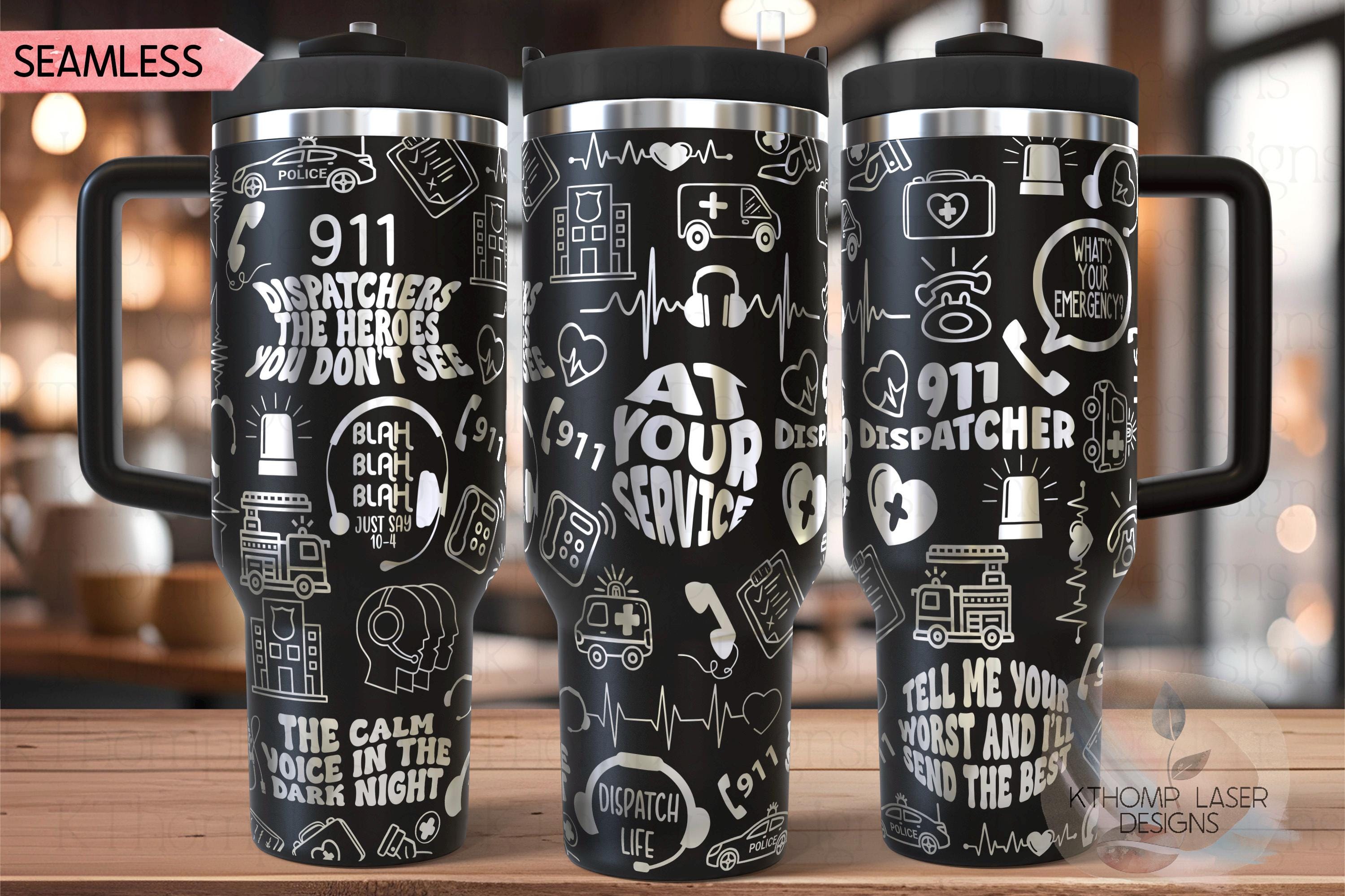 911 Dispatcher Tumbler Wrap SVG | 40oz Laser Engraving File | Rotary Ready Digital Design | Career Gift SVG