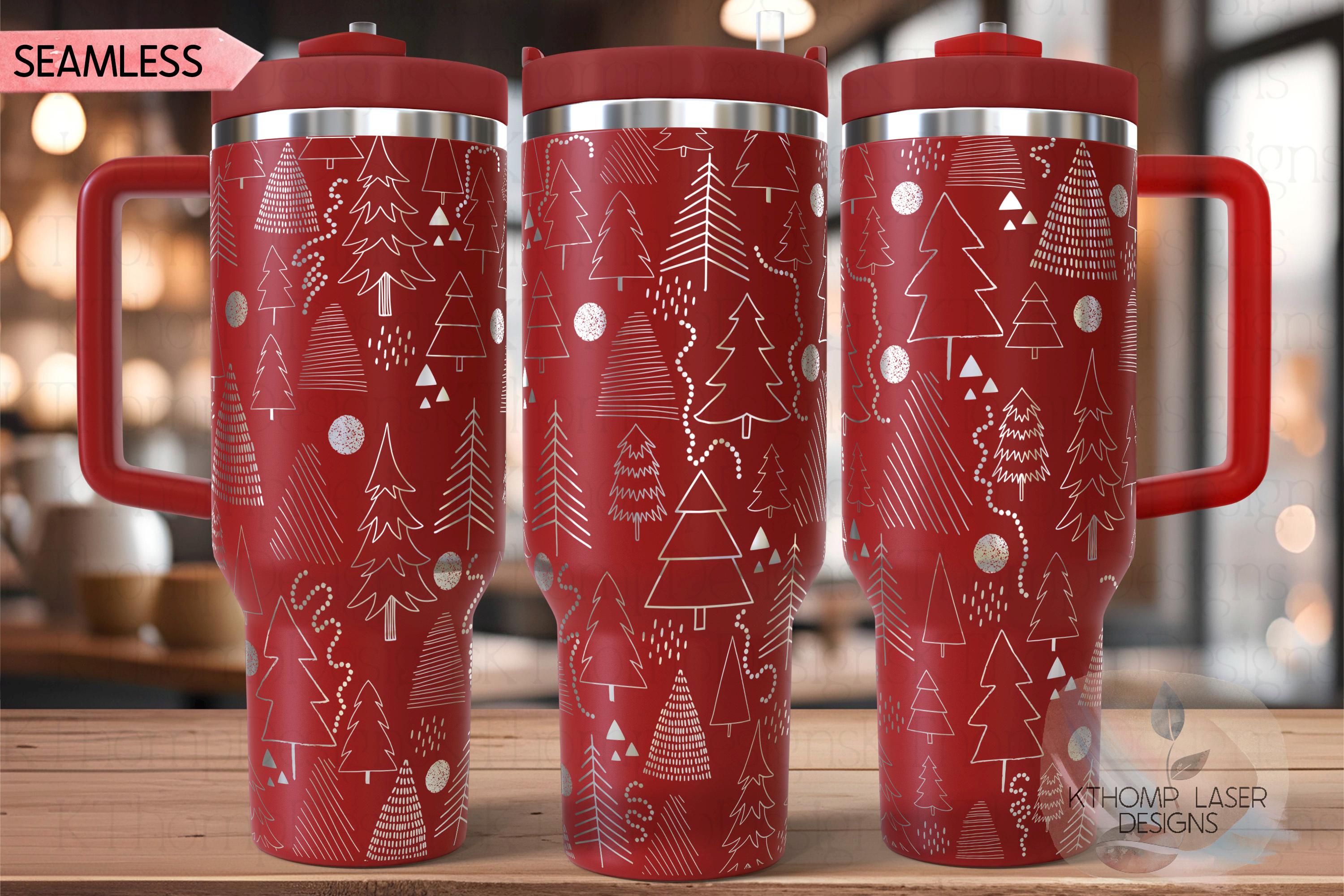 Cute Christmas Tress Holiday Tumbler Wrap SVG | 40oz Laser Engraving File | Rotary Ready Digital Design | Seasonal SVG