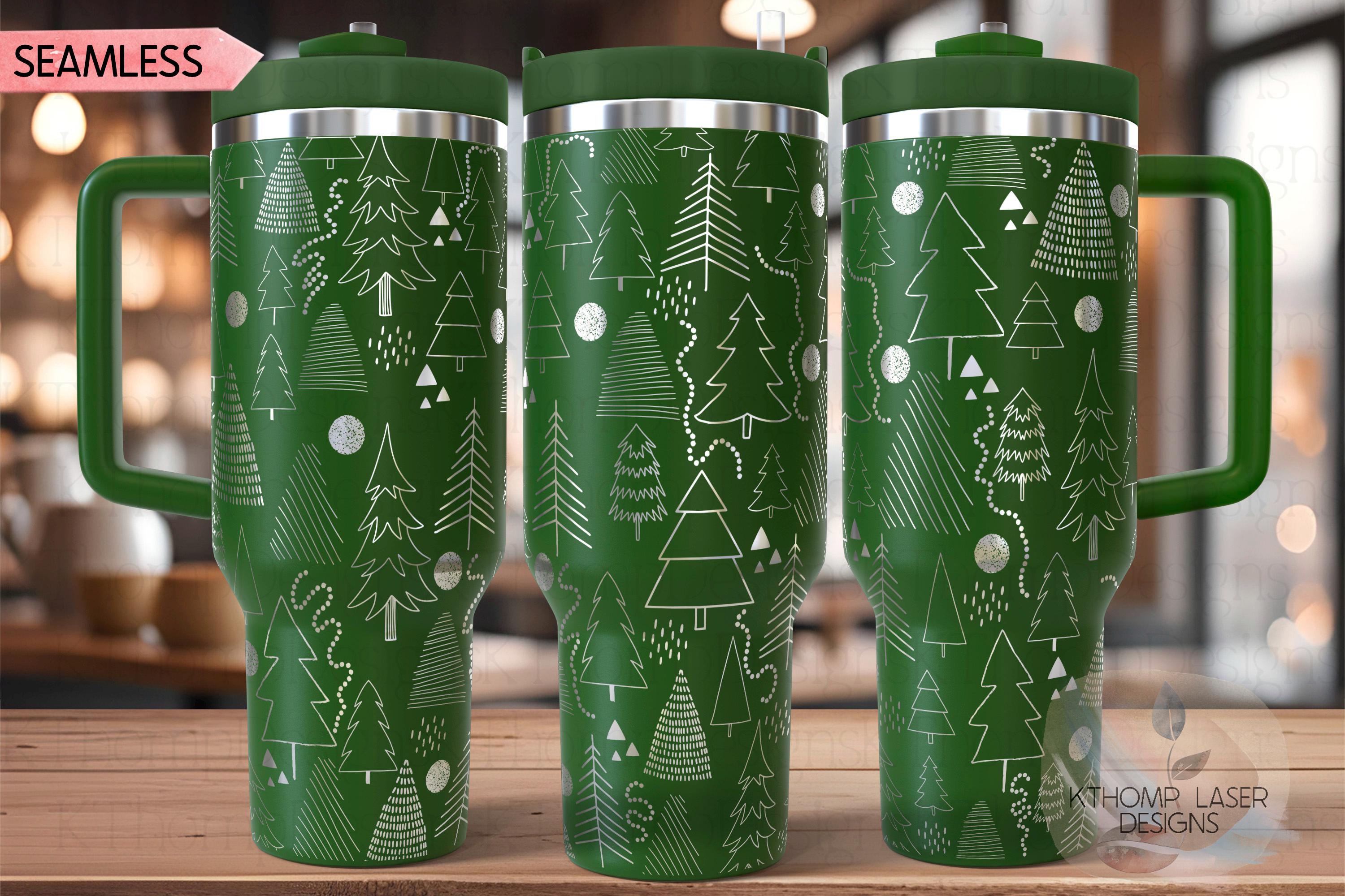 Cute Christmas Tress Holiday Tumbler Wrap SVG | 40oz Laser Engraving File | Rotary Ready Digital Design | Seasonal SVG