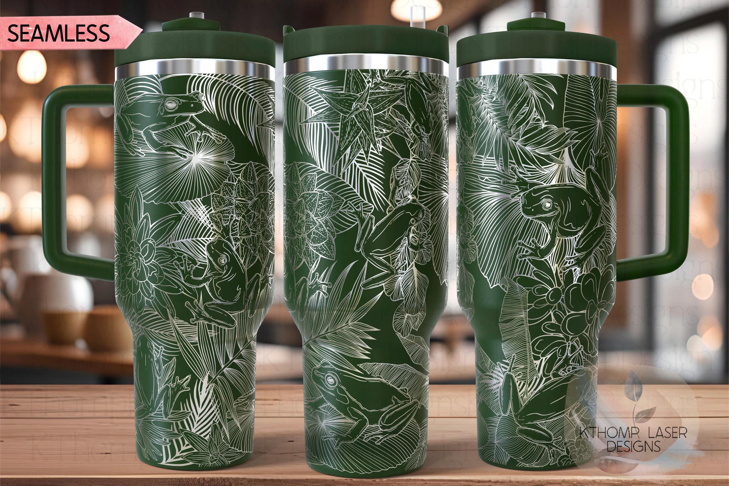 Tree Frogs Tumbler Wrap SVG | 40oz Laser Engraving File | Rotary Ready Digital Design | Jungle Theme SVG