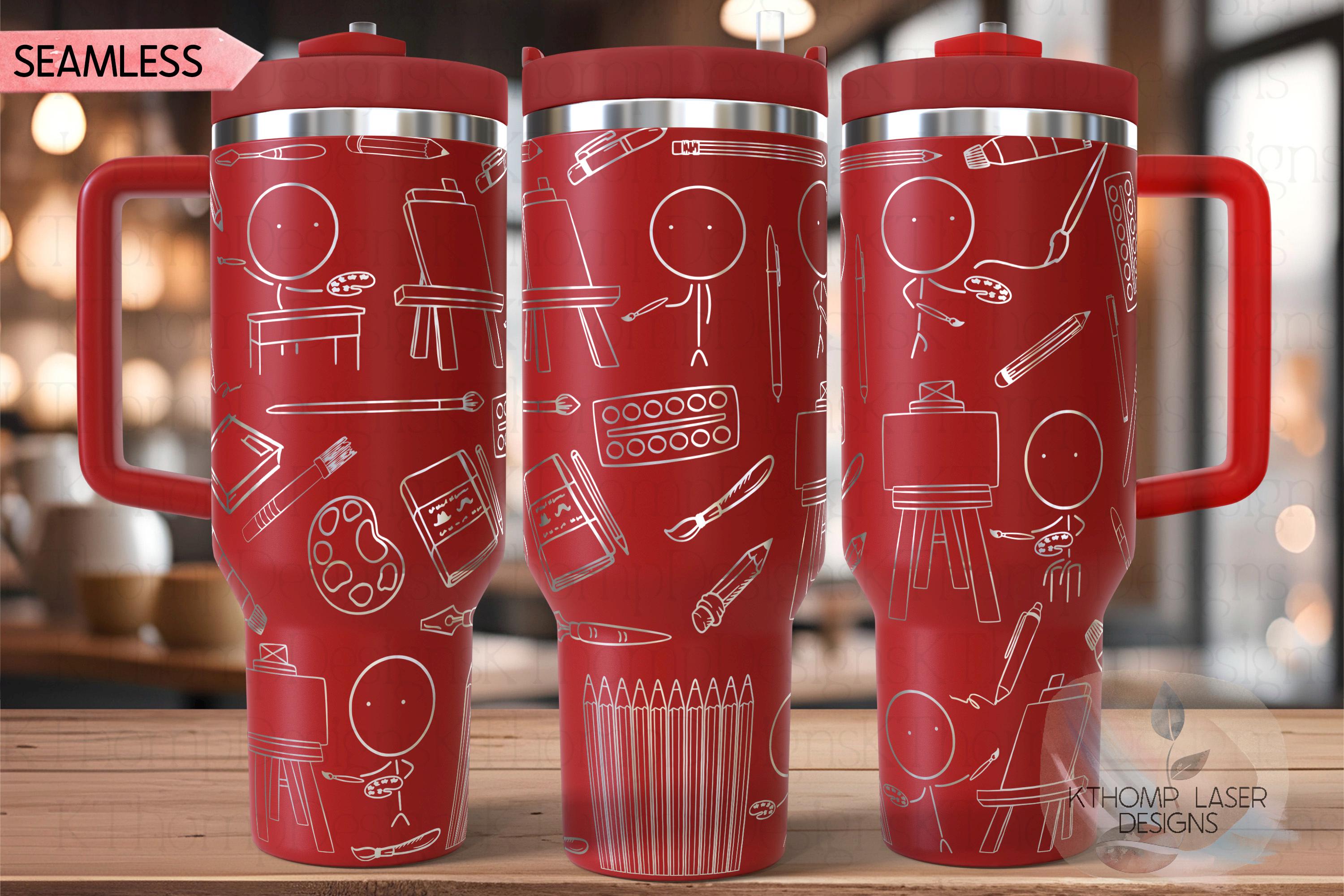 Artist Drawing Doodles Tumbler Wrap SVG | 40oz Laser Engraving File | Rotary Ready Digital Design | Hobby Travel SVG