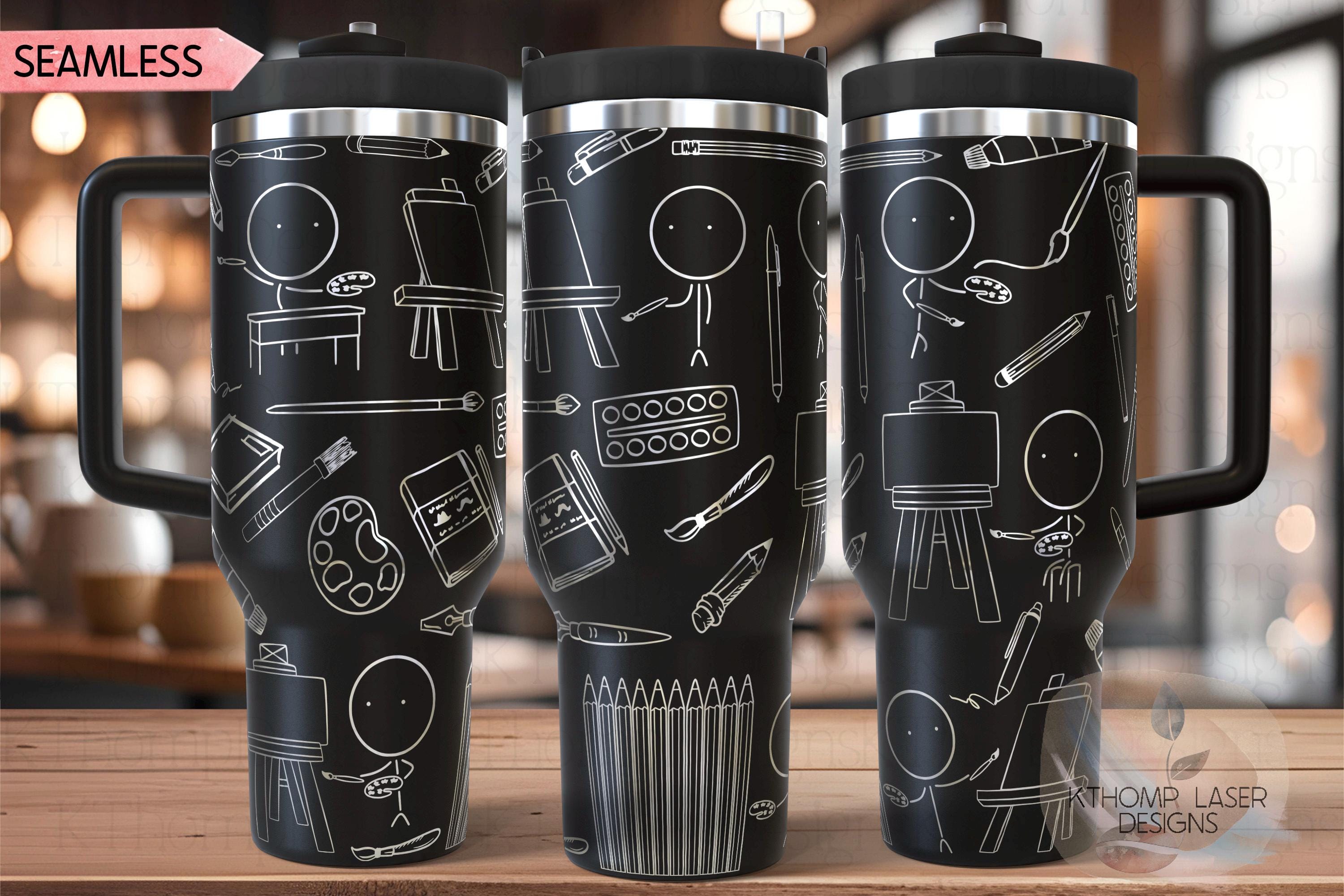 Artist Drawing Doodles Tumbler Wrap SVG | 40oz Laser Engraving File | Rotary Ready Digital Design | Hobby Travel SVG