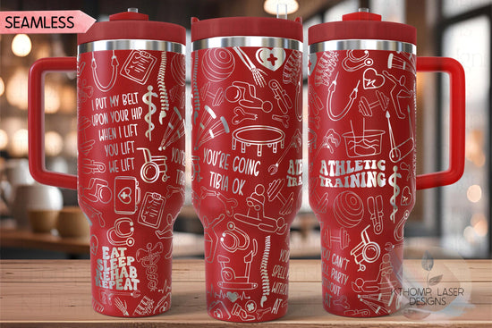 Athletic Training Tumbler Wrap SVG | 40oz Laser Engraving File | Rotary Ready Digital Design | Career Gift SVG