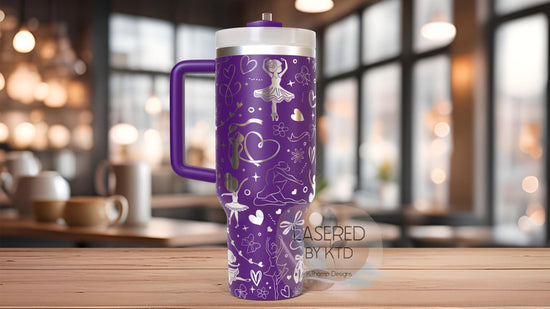 Cute Ballerina Dancer Tumbler Wrap SVG | 40oz Laser Engraving File | Rotary Ready Digital Design | Sports Fan SVG