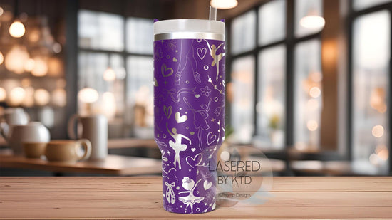 Cute Ballerina Dancer Tumbler Wrap SVG | 40oz Laser Engraving File | Rotary Ready Digital Design | Sports Fan SVG