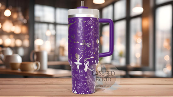 Cute Ballerina Dancer Tumbler Wrap SVG | 40oz Laser Engraving File | Rotary Ready Digital Design | Sports Fan SVG
