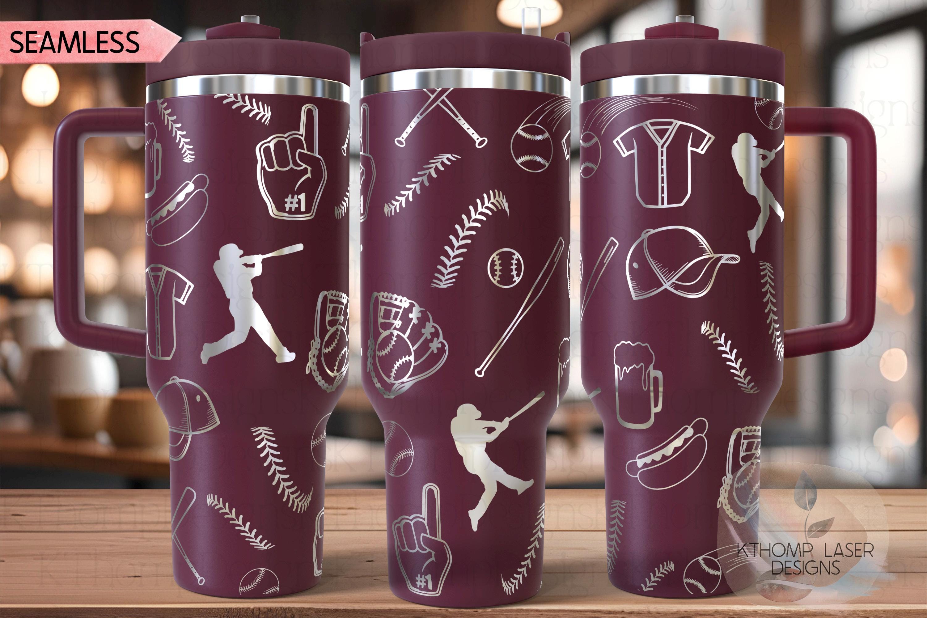 Baseball Doodles Tumbler Wrap SVG | 40oz Laser Engraving File | Rotary Ready Digital Design | Sports Fan SVG