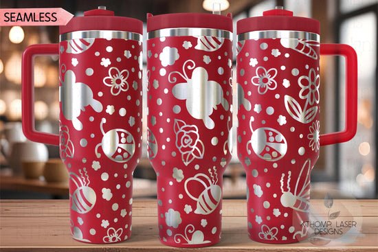 Bees and Butterflies Tumbler Wrap SVG | 40oz Laser Engraving File | Rotary Ready Digital Design | Exotic Animal SVG