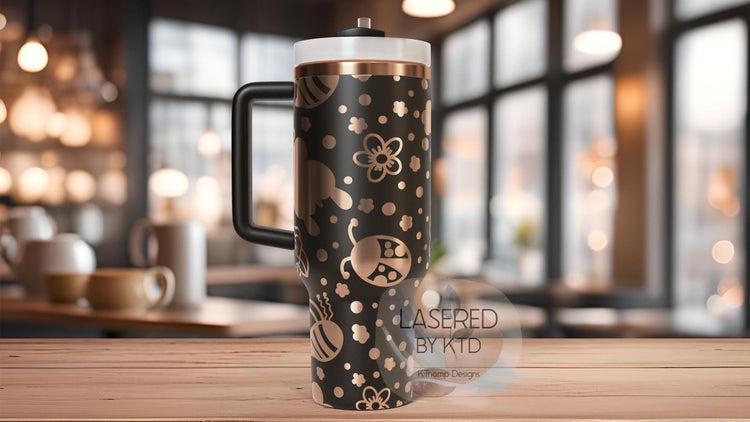 Bees and Butterflies Tumbler Wrap SVG | 40oz Laser Engraving File | Rotary Ready Digital Design | Exotic Animal SVG