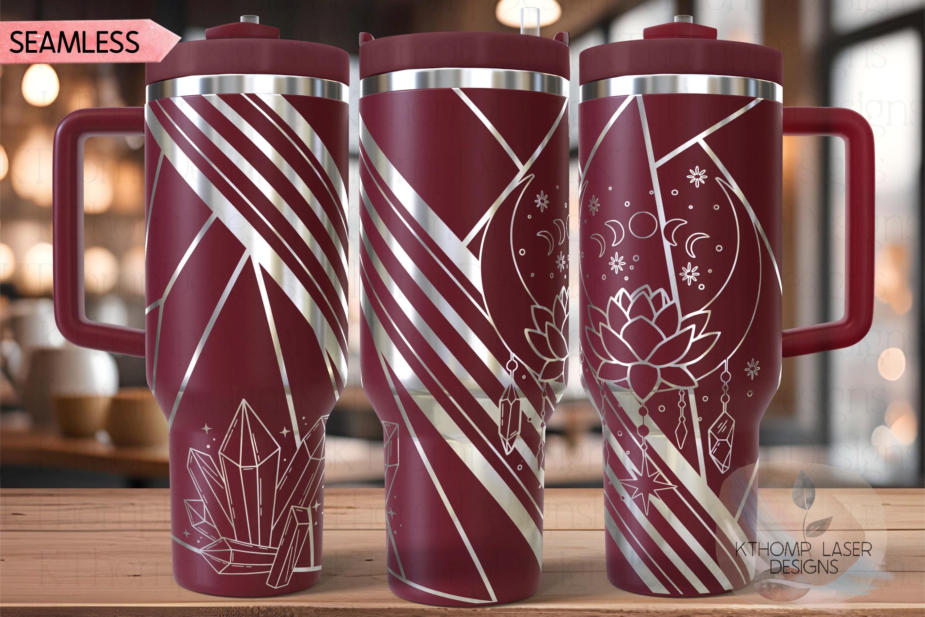 Boho Crystals Tumbler Wrap SVG | 40oz Laser Engraving File | Rotary Ready Digital Design | Zodiac Boho SVG