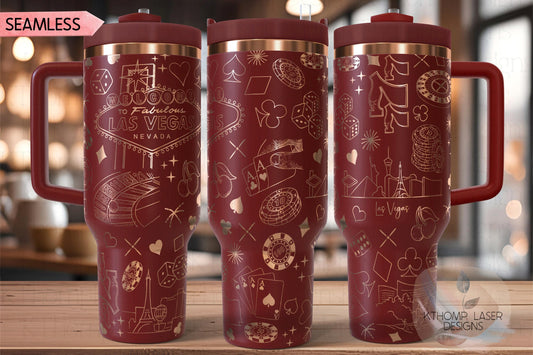 Casino Gambling Poker Tumbler Wrap SVG | 40oz Laser Engraving File | Rotary Ready Digital Design | Hobby Travel SVG