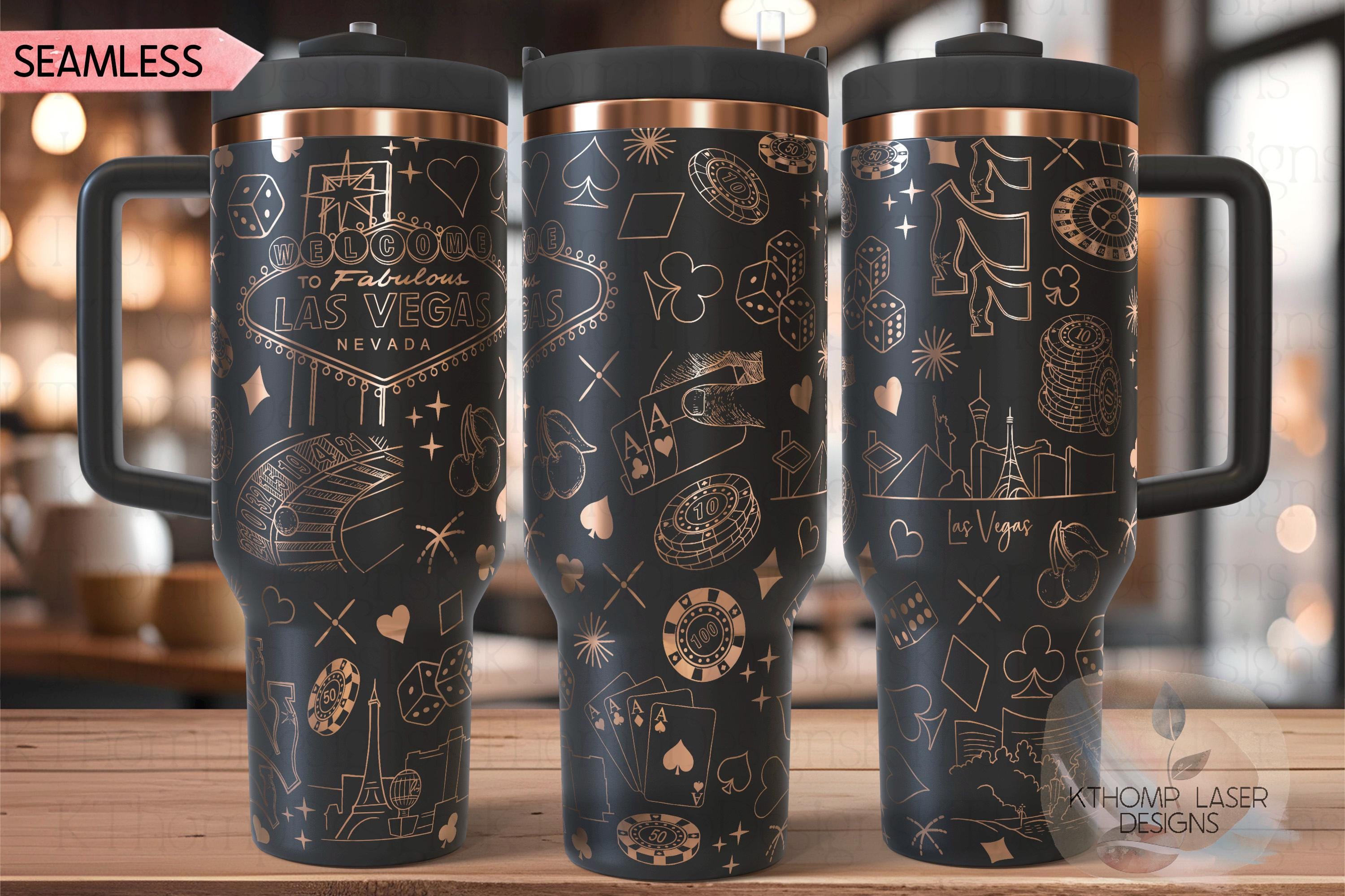 Casino Gambling Poker Tumbler Wrap SVG | 40oz Laser Engraving File | Rotary Ready Digital Design | Hobby Travel SVG