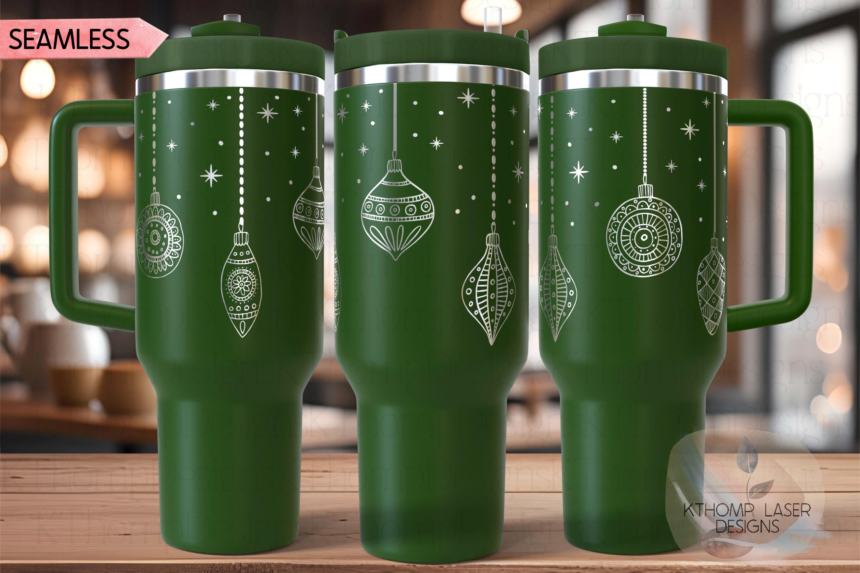 Christmas Ornaments Holiday Tumbler Wrap SVG | 40oz Laser Engraving File | Rotary Ready Digital Design | Seasonal SVG