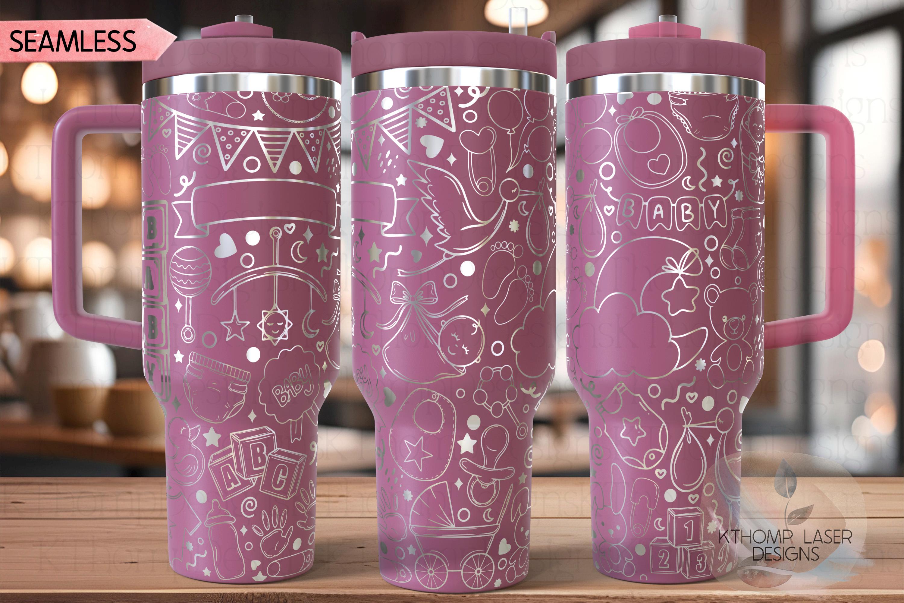 Baby Shower New Mom Tumbler Wrap SVG | 40oz Laser Engraving File | Rotary Ready Digital Design | Graduation Wedding SVG