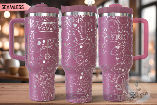 Baby Shower New Mom Tumbler Wrap SVG | 40oz Laser Engraving File | Rotary Ready Digital Design | Graduation Wedding SVG